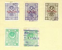 FISCALI - IMPERO OTTOMANO - 5 RARI  ESEMPLARI -  BILL STAMPS - REVENUE - FISCALI - FISCAL - Gebraucht