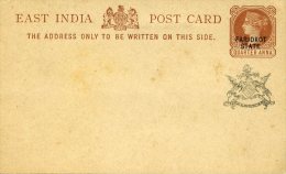 ETAT PRINCIEREntier Postal Carte Quarter Anna Victoria Surcharge FARIDKOT STATE Et Animaux Blason Superbe - 1882-1901 Imperio