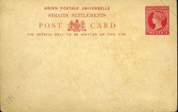 Entier Postal 2 Cents Rouge Neuve Pli Dans Le Coin Haut Droit - Singapour (...-1959)