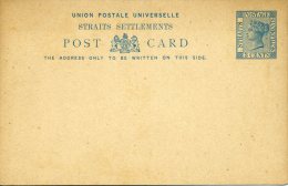 Entier Postal Carte 3 Cents Bleu Victoria Neuve Superbe - Singapur (...-1959)