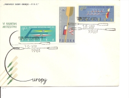 Delcampe - Canoe ( FDC De Pologne De 1961 Avec Timbres Non Dentelés à Voir) - Kanu