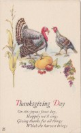 NCa- Thanksgiving Day Ca 1910 Turkeys Kalkoenen Dindes, Verse Vers Poeme - Thanksgiving