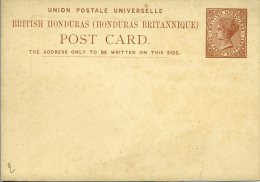 Entier Postal Carte Victoria One Penny Halfpenny Marron Neuve Superbe - Britisch-Honduras (...-1970)