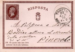 1876 CARTOLINA  CON ANNULLO TORINO - Entiers Postaux