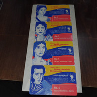 Bolivia-conoce A Tus Heroes Y Heroinas Bicentenarios-(set 4 Cards)-(6)-(bs.5)-used+4 Card Prepiad Free - Bolivien