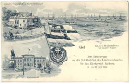 Kiel S/w Litho 16.-20.7.1909 Reichskriegsflagge Wappen Deutscher Flotte Nverein Kaiserlicher Yachtklub Kreuzer Schlacht - Kiel