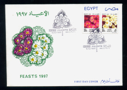 EGYPT / 1997 / FESTIVALS / FLOWERS / PINK ASTERS / WHITE ASTERS / FDC - Storia Postale