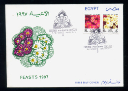 EGYPT / 1997 / FESTIVALS / FLOWERS / PINK ASTERS / WHITE ASTERS / FDC - Brieven En Documenten