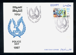 EGYPT / 1997 / POLICE DAY / CAR / MAP / COMPUTER / OFFICERS / VEHICLE / FDC - Briefe U. Dokumente