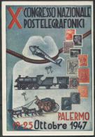 1947 Italia, X Congresso Postelegrafonici Aereo Treni Carrozze - Autres & Non Classés