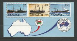 1984 Ausipex 84 Mini Sheet Shows Set Of 3 Freighters  In Mini Sheet MUH - Vanuatu (1980-...)