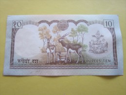 Monnaies & Billets  Billet  Népal Banque Banco  Biglietto Billet De Banque --10 Roupies Illustration Antilope-Népal - Népal