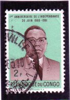 1961 Rep: Democratica Congo - I° Ann. Indipendenza - Gebraucht