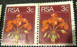 South Africa 1974 Pelargonium Inquinans Flower 3c X2 - Used - Gebraucht