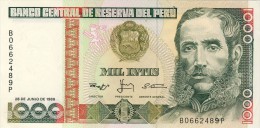 BILLET # PEROU # 1000 INTIS # 1988 # PICK 136 # NEUF # MARISCAL ANDRES AVELINO CACERES # - Perú