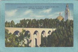 SAN DIEGO  -  CABRILLO BRIDGE . TOWER OF THE PALACE OF SCIENCE  .  BALBOA PARK  -  1939  - - San Diego