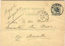 Carte Postale Lion Couché ( Entier ) Postkaart Van Aalst Naar Brussel 1887 - 1869-1888 Lion Couché