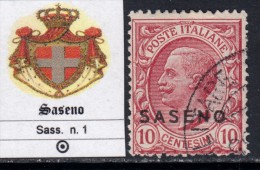 ITALIA - SASENO - N.1 - Cat. 220 Euro - USATO - USED - LUXUS GESTEMPELT - Saseno