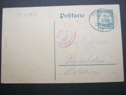 1915, Bahnstempel Auf Ganzsache  Mit Seltener Zensur, Rs. Viel Text - Duits-Oost-Afrika