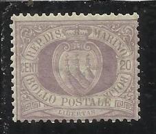 SAN MARINO 1894 - 1899 CIFRA O STEMMA CENTESIMI 20 LILLA MNH DISCRETA CENTRATURA - Nuevos