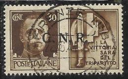 ITALY KINGDOM ITALIA REGNO 1944 RSI GNR REPUBBLICA SOCIALE PROPAGANDA DI GUERRA CENTESIMI 30 TIMBRATO USED - Kriegspropaganda