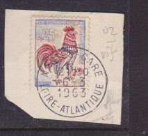 FRANCE N° 1331 25C OUTREMER CARMIN ET BRUN TYPE COQ DE DECARIS PAPIER FLUO JAUNE VIF AU U.V. - Unused Stamps