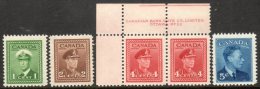 Canada 1942-1949 - Selection Of MNH KGVI Definitives SG375-376, 380 & 418 Cat £6.40 SG2018 Empire - Unused Stamps