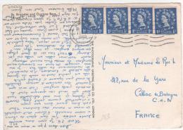 Timbre Yvert N° 263 X 4 / Carte , Postcard Du 13/07/60 De Jersey , 2 Scans - Cartas & Documentos