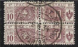 ITALY KINGDOM ITALIA REGNO 1914 - 1922 PACCHI POSTALI NODO DI SAVOIA LIRE 10 COPPIA PAIR USATA USED OBLITERE' - Postal Parcels