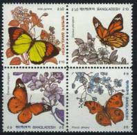 BANGLADESH Papillons, Papillon, Butterflies, Mariposas.Yvert N°327/30**  Neuf Sans Charniere. MNH - Schmetterlinge