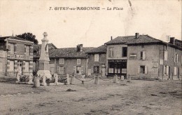 GIVRY-EN-ARGONNE LA PLACE MONUMENT AUX MORTS CAFE DE LA PLACE  CAFE FRANCAIS  CAFE FILLETTE - Givry En Argonne