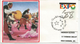 UNIVERSAL EXPO BRISBANE 1988 (China National Day) A Brisbane. Expo 88, Danses Et Musique Uygur. Enveloppe Souvenir - Briefe U. Dokumente
