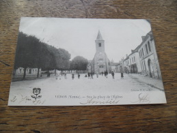 CPA De Véron (Yonne) - Sur La Place De L´Eglise - Daté 1903 - Carte Animée - Veron