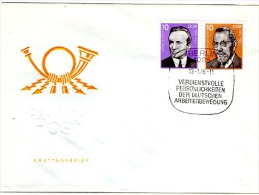 HC-L28 - ALLEMAGNE ORIENTALE 2 FDC Personnalités Allemandes Méritantes 1976 - 1971-1980