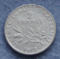 Superbe Pièce De Monnaie 2 Francs Semeuse 1912 - Argent - I. 2 Francs