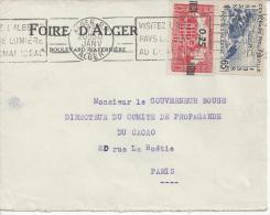 ALGERIE - 1939 -  FOIRE D'ALGER -  LETTRE DE ALGER A DESTINATION DE PARIS - - Storia Postale