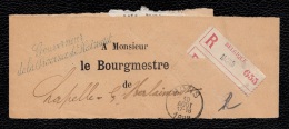 1898 BANDE DOCUMENTS EXPEDIEE Par GOUVERNEUR DU HAINAUT ( Griffe ) à MONS VERS BOURGMESTRE CHAPELLE - LEZ - HERLAIMONT - Franchigia