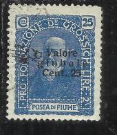 FIUME 1920 FONDAZIONE STUDIO SOPRASTAMPATO SURCHARGE VALORE GLOBALE 25 SU 25 CENT. TIMBRATO USED - Fiume