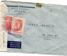 Greece Old Censored Cover Mailed To USA - Covers & Documents