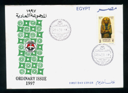 EGYPT / 1997 / MUMMIFORM COFFIN OF TUTANKHAMUN / FDC - Cartas & Documentos