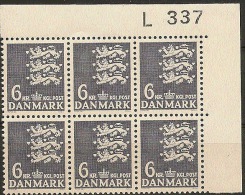 Denmark 1976. Coat Of Arms.  Michel 625, Plate- 6 Block MNH. - Unused Stamps