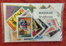 MASQUES Lot De 50 Timbres Poste Tous Différents. Satisfaction Assurée - Other & Unclassified