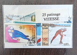 PATINAGE DE VITESSE Lot 25 Timbres Poste Tous Différents. Satisfaction Assurée - Eiskunstlauf