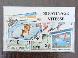 PATINAGE DE VITESSE Lot 50 Timbres Poste Tous Différents. Satisfaction Assurée - Pattinaggio Artistico