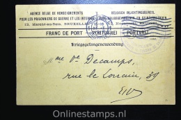 Belgisch Inlichtingsbureel Voor Krijgsgevangenen En Geinterneerden Brussel 1917, Postcard - Prisoners