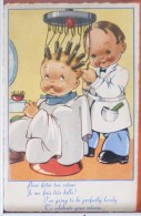 Cpa Litho Humour Illustrateur PATT ? Fille Chez Coiffeur Salon Coiffure Miroir Peigne Bigoudis Je Me Fais Belle - Humorvolle Karten