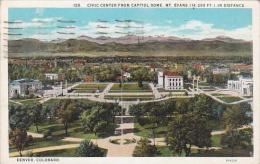 Colorado Denver Civic Center From Capitol Dome Mount Evans In Distance 1928 - Denver