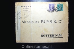 France:  Cover Marseille To Rotterdam, Mixed Stamps Censor Opened, Nice Seal - Cartas
