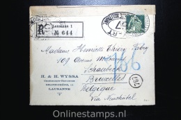 Switserland: Registered CoverLausanne To Brussels Belgium, 1918 Censor Opened - Storia Postale