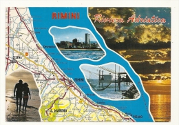 Cp, Carte Géographique, Riviera Adriatica, Rimini (Italie), écrite 1990 - Carte Geografiche
